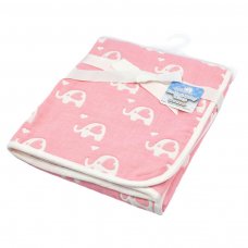 FBP218-P: White/Pink Reversible Elephant Cotton Wrap